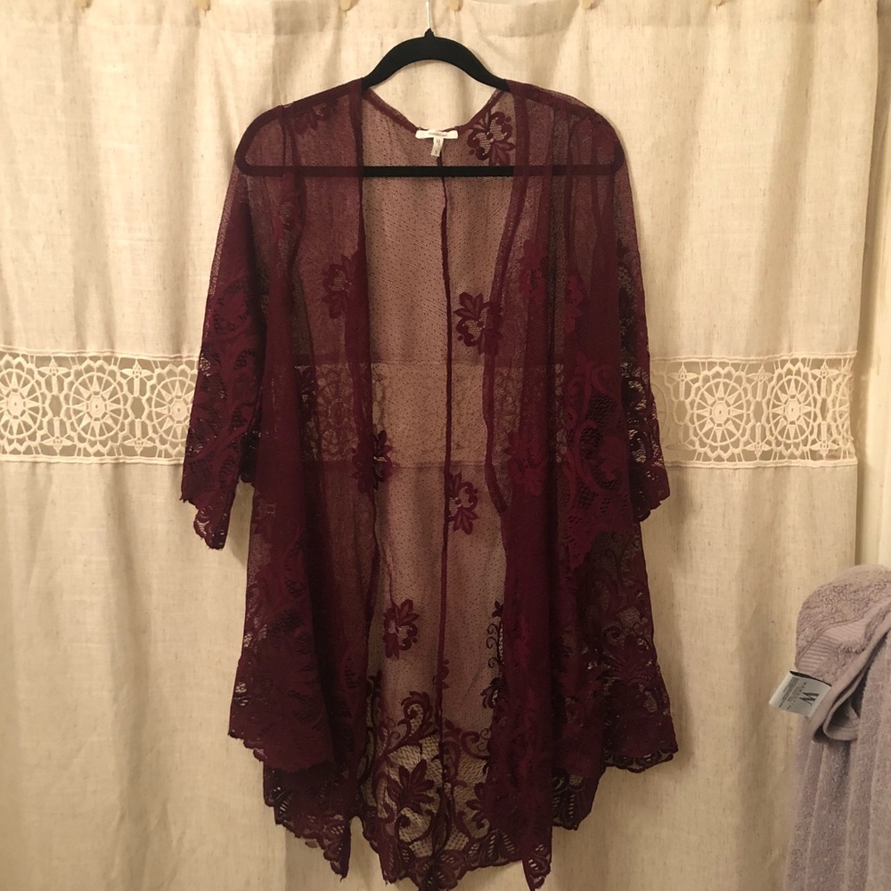 Wine color kimono